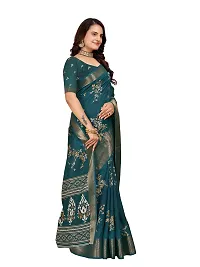 Beautiful Green Dola Silk Foil Print Women Saree with Blouse piece-thumb2