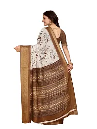 Beautiful Coffee Dola Silk Foil Print Women Saree with Blouse piece-thumb1