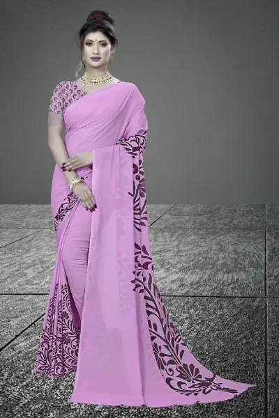 WOMANS SATIN PATTA SAREE WITH BLOUSE PIECE