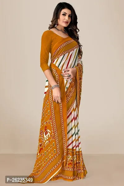 Elegant Mustard Georgette Saree with Blouse piece For Women