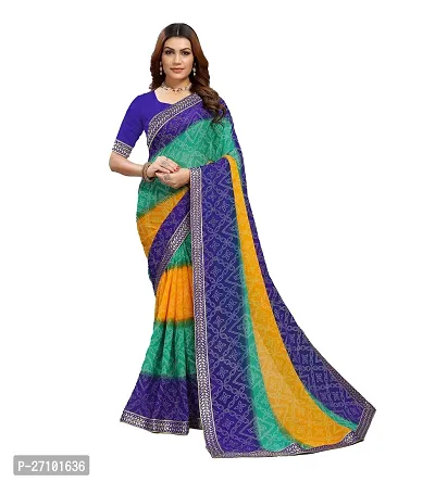 Stylish Women Georgette Printed Saree with Blouse piece-thumb0