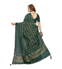 Beautiful Green Net Printed Saree With Blouse Piece For Women-thumb2