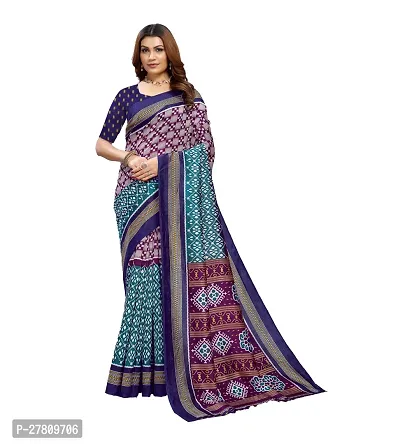 Beautiful Multicoloured Art Silk Printed Saree With Blouse Piece For Women