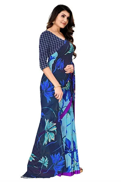 Trendy Georgette Printed Sarees With Blouse Piece