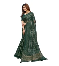 Beautiful Green Net Printed Saree With Blouse Piece For Women-thumb1