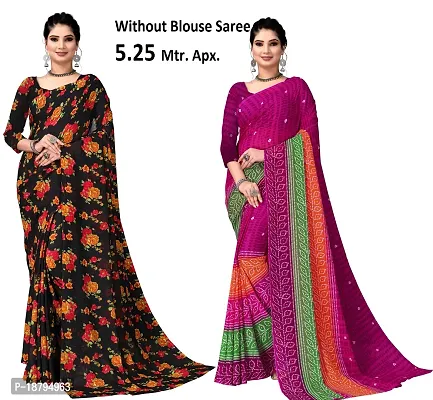 Stylish Fancy Designer Georgette Saree With Blouse Piece For Women Pack Of 2-thumb0