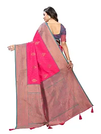 Beautiful Pink Jaqcard  Woven Design Saree With Blouse Piece For Women-thumb1