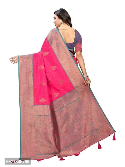 Beautiful Pink Jaqcard  Woven Design Saree With Blouse Piece For Women-thumb2