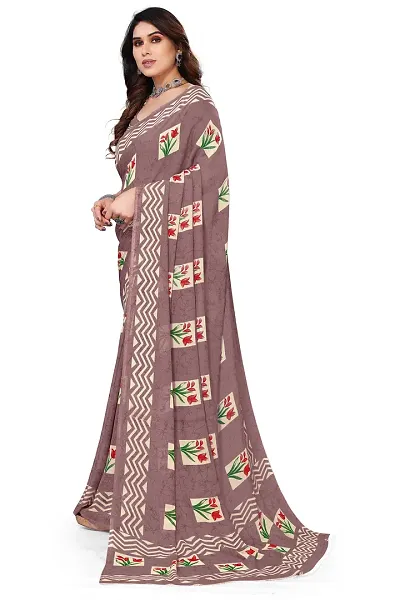 Trendy Georgette Printed Sarees With Blouse Piece