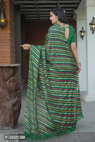 Stylish Green Kota Doria Saree With Blouse Piece For Women-thumb2