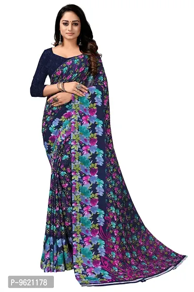 Fancy Georgette Saree with Blouse Piece for Women-thumb0