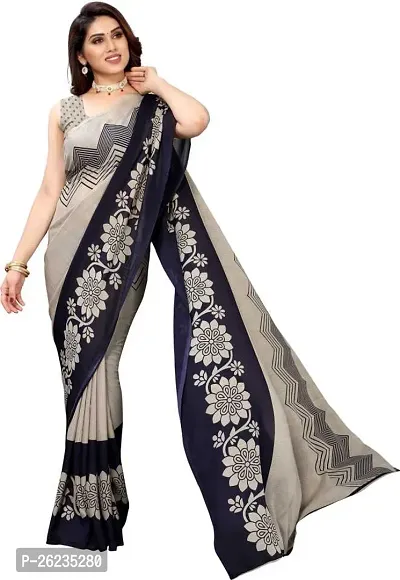 Elegant Grey Georgette Saree with Blouse piece For Women