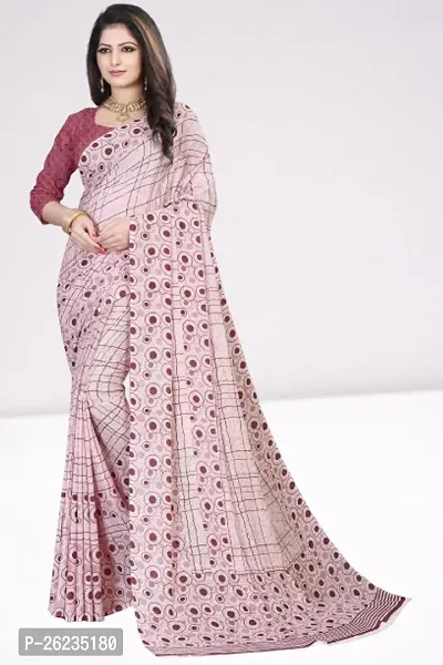 Elegant Pink Georgette Saree with Blouse piece For Women-thumb0