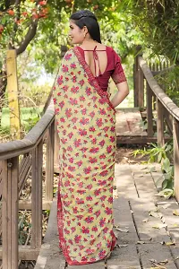 Beautiful Beige Georgette Printed Women Saree with Blouse piece-thumb1