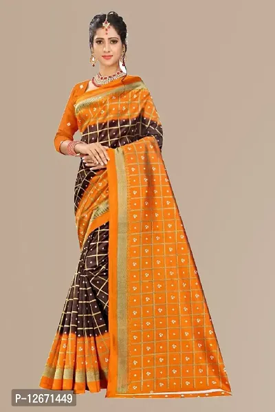 Trendy Coffee Mysore Silk Printed Saree With Blouse Piece For Women