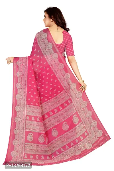 Women Fancy Chanderi Printed Saree with Blouse piece-thumb2