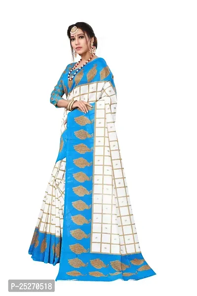 Elegant Blue Art Silk Printed Saree with Blouse piece