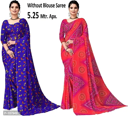 Stylish Fancy Designer Georgette Saree With Blouse Piece For Women Pack Of 2