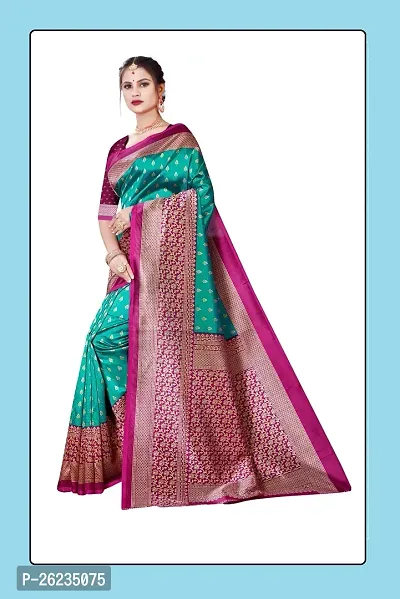 Elegant Green Art Silk Saree with Blouse piece For Women