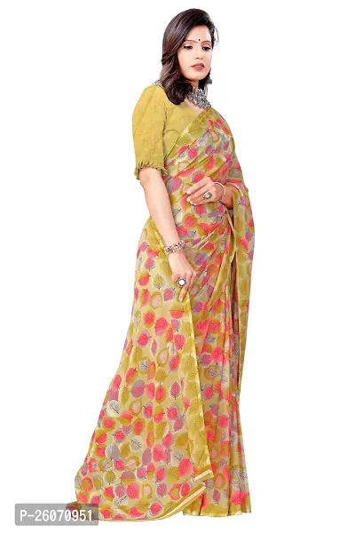 Elegant Multicoloured Georgette Printed Saree with Blouse piece