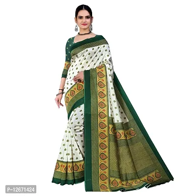 Trendy Green Mysore Silk Printed Saree With Blouse Piece For Women