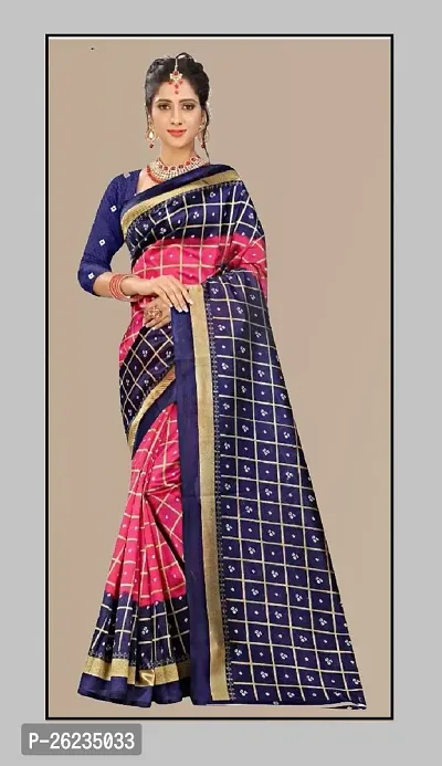 Elegant Navy Blue Art Silk Saree with Blouse piece For Women-thumb0