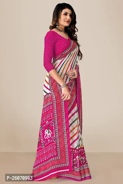 Elegant Pink Georgette Printed Saree with Blouse piece