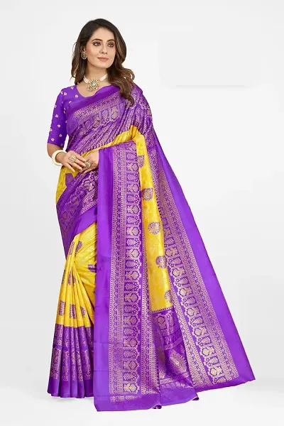 Fancy Silk Blend Saree with Blouse Piece for Women