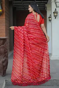 Stylish Red Kota Doria Saree With Blouse Piece For Women-thumb1