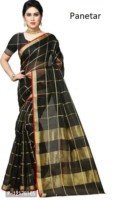 Stylish Net Black Printed Saree with Blouse piece-thumb0