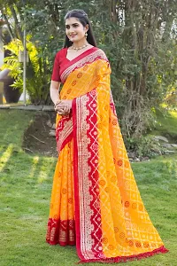 Beautiful Yellow Kota Doria Woven Design Women Saree with Blouse piece-thumb2