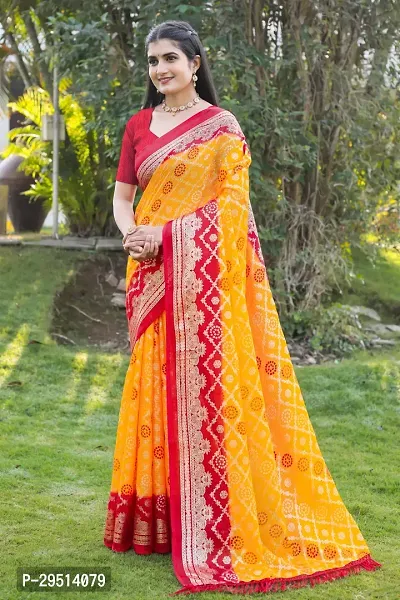 Beautiful Yellow Kota Doria Woven Design Women Saree with Blouse piece-thumb3