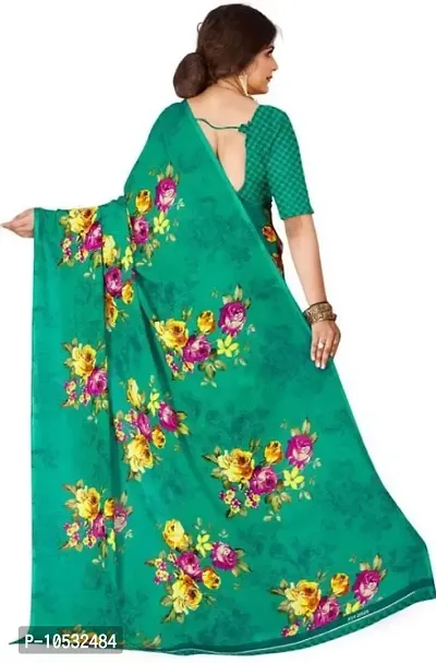 Women Fancy Floral Printed Georgette Saree-thumb2