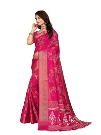 Beautiful Pink Dola Silk Foil Print Women Saree with Blouse piece-thumb2