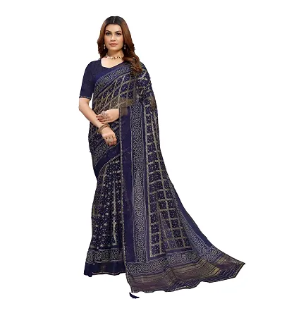 Glamorous Net Saree with Blouse piece 