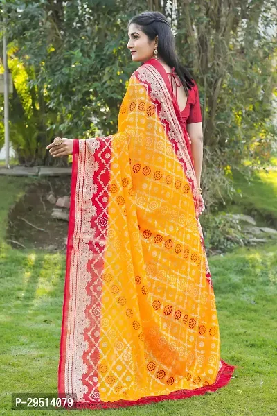 Beautiful Yellow Kota Doria Woven Design Women Saree with Blouse piece-thumb2