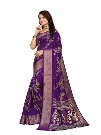 Beautiful Purple Dola Silk Foil Print Women Saree with Blouse piece-thumb2