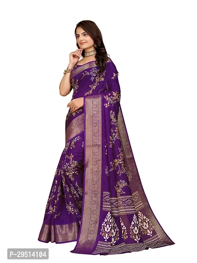 Beautiful Purple Dola Silk Foil Print Women Saree with Blouse piece-thumb3