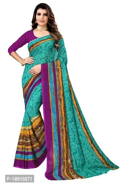 Stylish Georgette Printed Women Saree with Blouse piece-thumb0