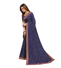 Stylish Georgette Blue Printed Saree with Blouse piece For Women-thumb1