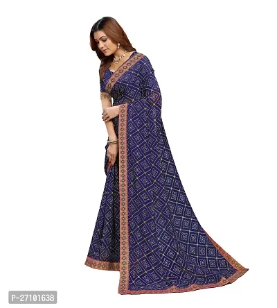 Stylish Georgette Blue Printed Saree with Blouse piece For Women-thumb2