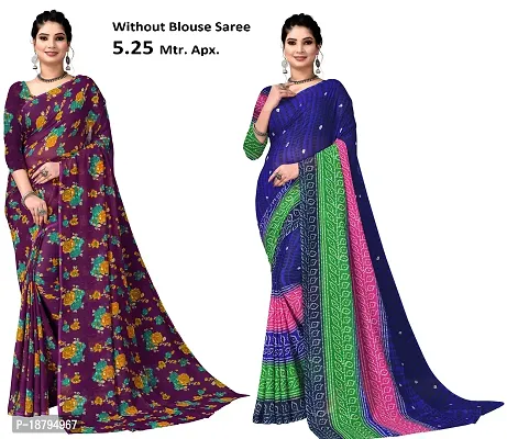 Stylish Fancy Designer Georgette Saree With Blouse Piece For Women Pack Of 2