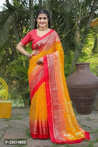 Beautiful Yellow Kota Doria Woven Design Women Saree with Blouse piece