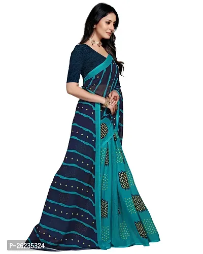 Elegant Multicoloured Georgette Saree with Blouse piece For Women-thumb0