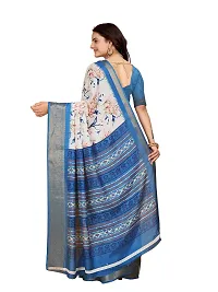 Beautiful Blue Dola Silk Foil Print Women Saree with Blouse piece-thumb1