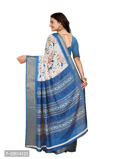 Beautiful Blue Dola Silk Foil Print Women Saree with Blouse piece-thumb2