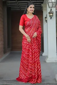 Stylish Red Kota Doria Saree With Blouse Piece For Women-thumb3