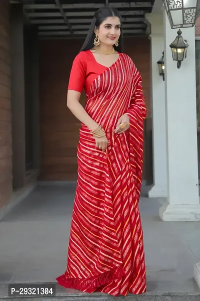 Stylish Red Kota Doria Saree With Blouse Piece For Women-thumb4