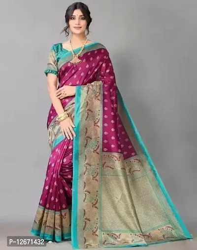 Trendy Magenta Mysore Silk Printed Saree With Blouse Piece For Women