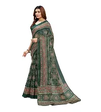 Stylish Net Green Printed Saree with Blouse piece For Women-thumb1